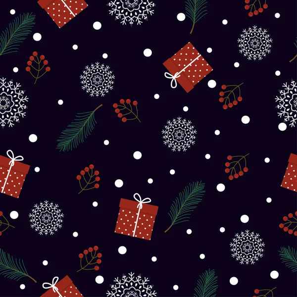 Zökkenőmentes Karácsonyi Háttér Design Téli Szezon Szimbólumok Textúra Hagyományos Karácsonyi — Stock Vector