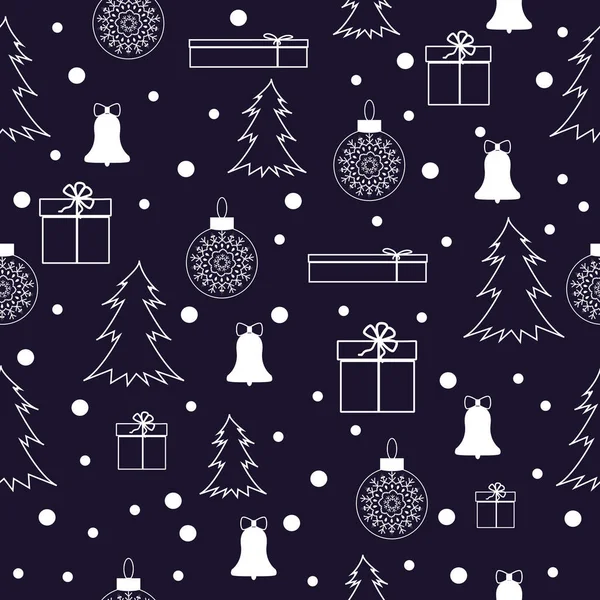 Fondo Navidad Símbolos Temporada Invierno Para Árbol Navidad Regalo Campana — Vector de stock