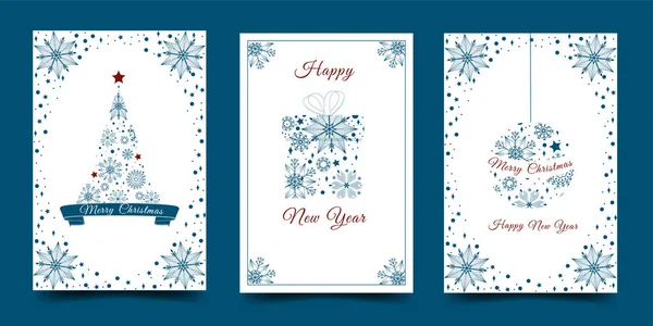 Κάρτες Διακοπών Καλά Χριστούγεννα Και Καλή Χρονιά Εικονογράφηση Διανύσματος — Διανυσματικό Αρχείο