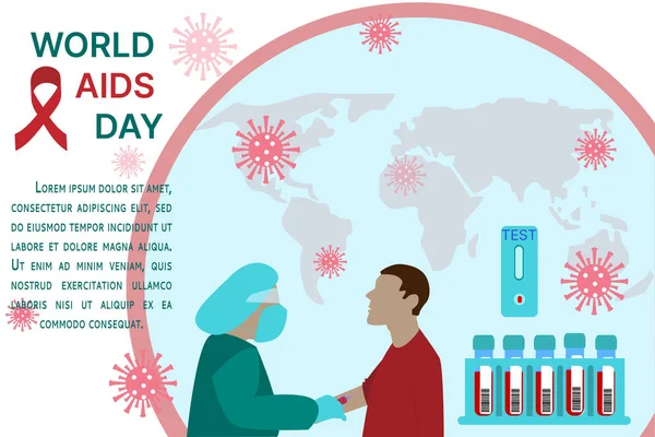 Doktor Provede Analýzu Virus Aids Plakát Světového Dne Aids Prosince — Stockový vektor