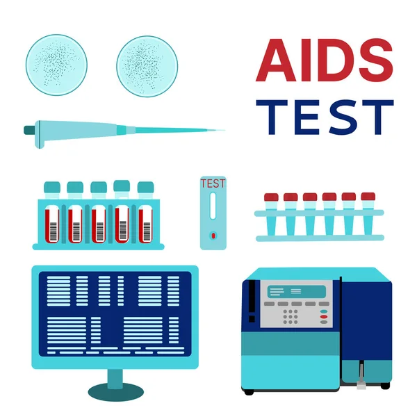 Concepto Prueba Del Sida Equipo Laboratorio Citómetro Prueba Express Frotis — Vector de stock