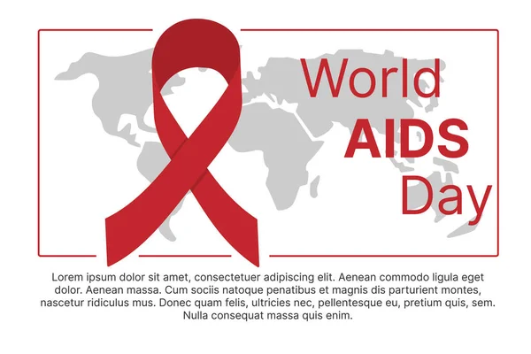 Světový Den Aids Červená Stuha Pozadí Mapy Světa Místo Pro — Stockový vektor