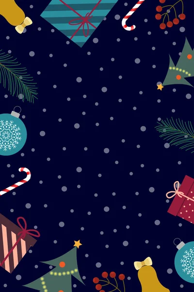 Cartaz Com Atributos Ano Novo Fundo Natal Adequado Para Cartaz —  Vetores de Stock