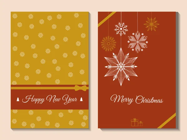 Holiday Cards Merry Christmas Happy New Year Vector Illustration — Stock Vector