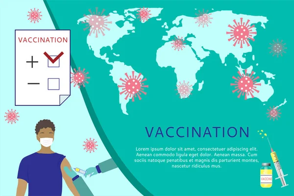 Diseño Mundial Banners Vacunación Contra Coronavirus Covid Ilustración Vectorial — Archivo Imágenes Vectoriales