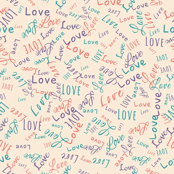 Mots Amour Modèle Sans Couture Pour Papier Emballage Tissu Impression — Image vectorielle