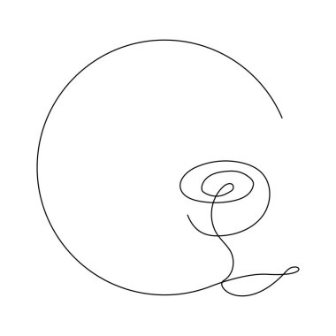 Çember vektör bir çizgi sanat logosu içinde gül çiçeği. Monolin minimalist çizim. Logo ve amblem için kesintisiz satır sanatı.