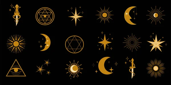 Abstraktní Posvátná Geometrie Magické Symboly Vektorová Ilustrace — Stockový vektor