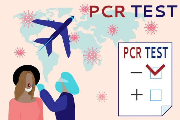 Plantilla Póster Vectorial Pruebas Obligatorias Pcr Para Covid Aeropuerto Antes — Archivo Imágenes Vectoriales