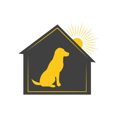 Vektör minimalist köpek evi logosu tasarımı, amblem, tasarım konsepti, yaratıcı simge.