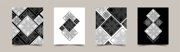 흑백의 기하학적 무늬가 현대의우아 라벨을 템플릿 — 스톡 벡터