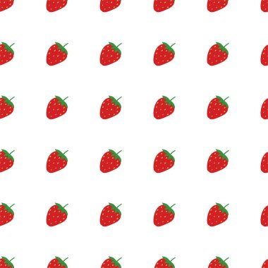 Çilek aromalı vektör. Baskı, ambalaj kağıdı, ambalaj, kumaş, tekstil, meyve dükkanları için tasarım. Meyve arkaplanı.