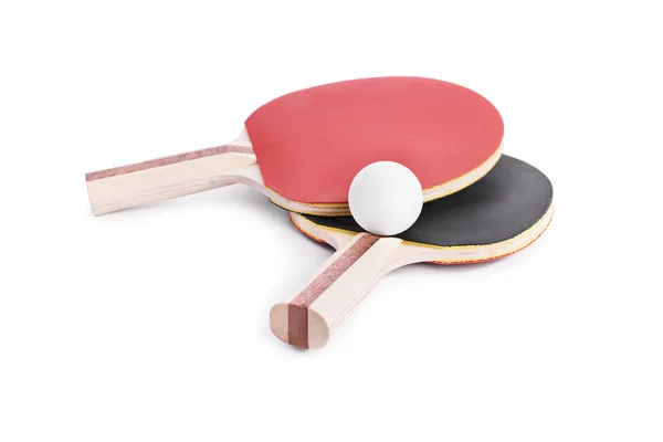 Ping Pong bats with a ball — Stock Photo, Image