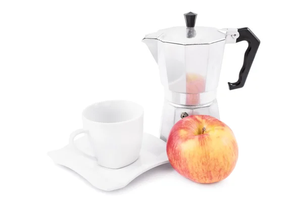 Färskt kaffe och äpple — Stockfoto