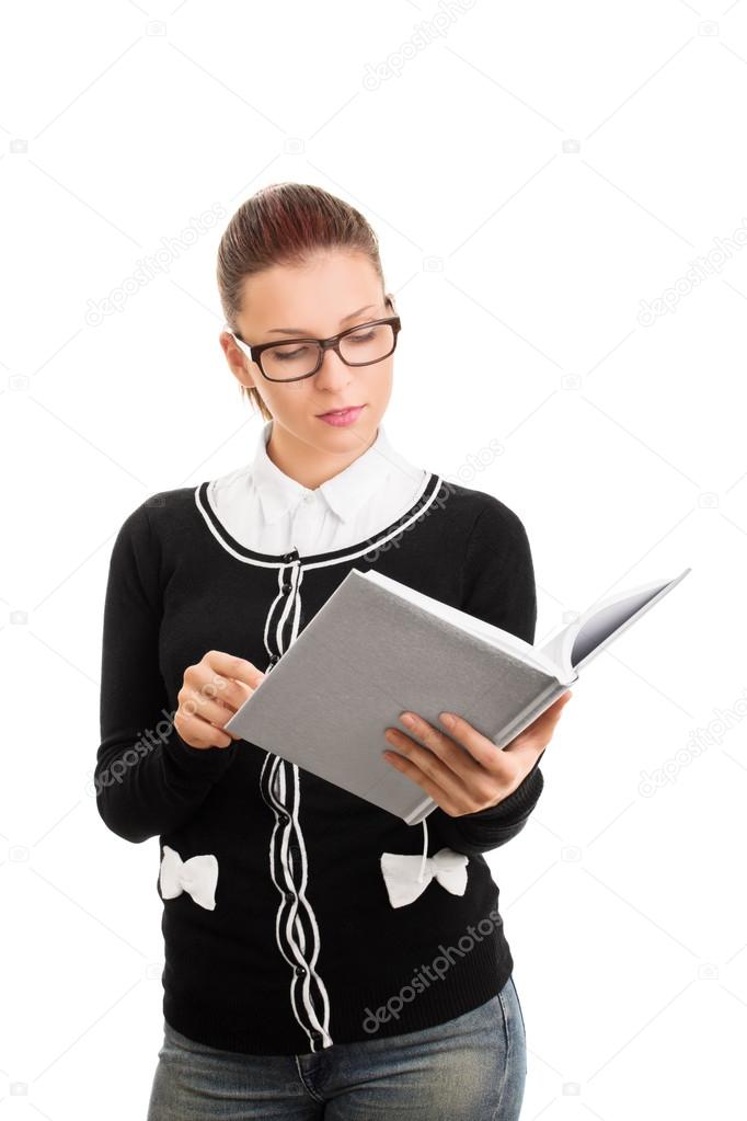 Student going through her notes
