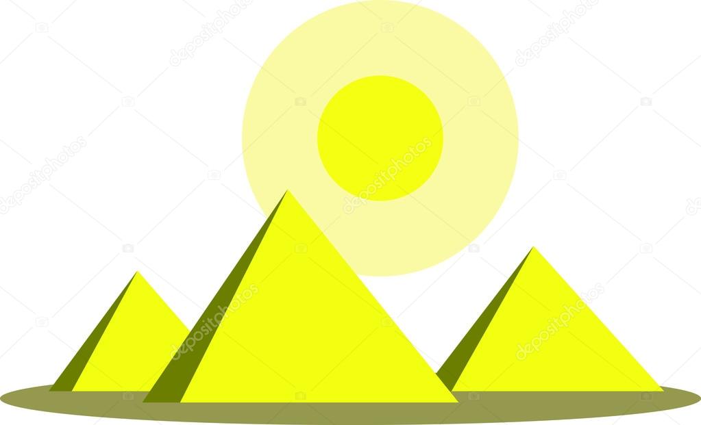 Three pyramids at sunset