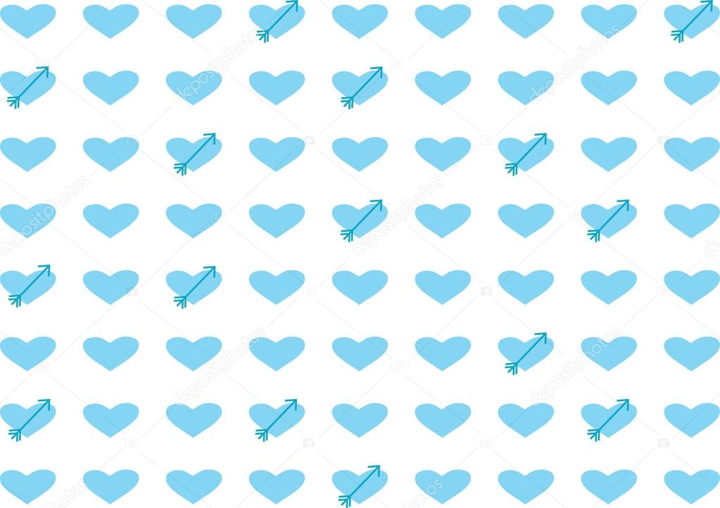 Blue hearts and arrows pattern