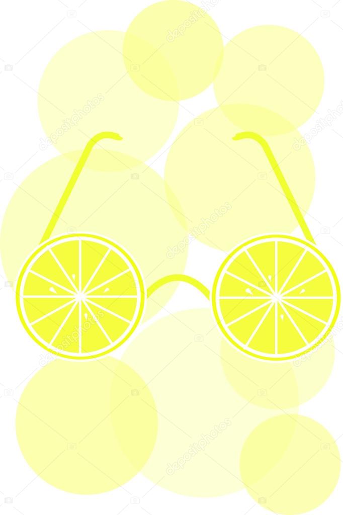 Lemon sunglasses with circles floating around