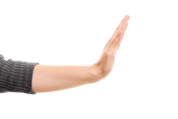 Остановка жеста женской руки — стоковое фото