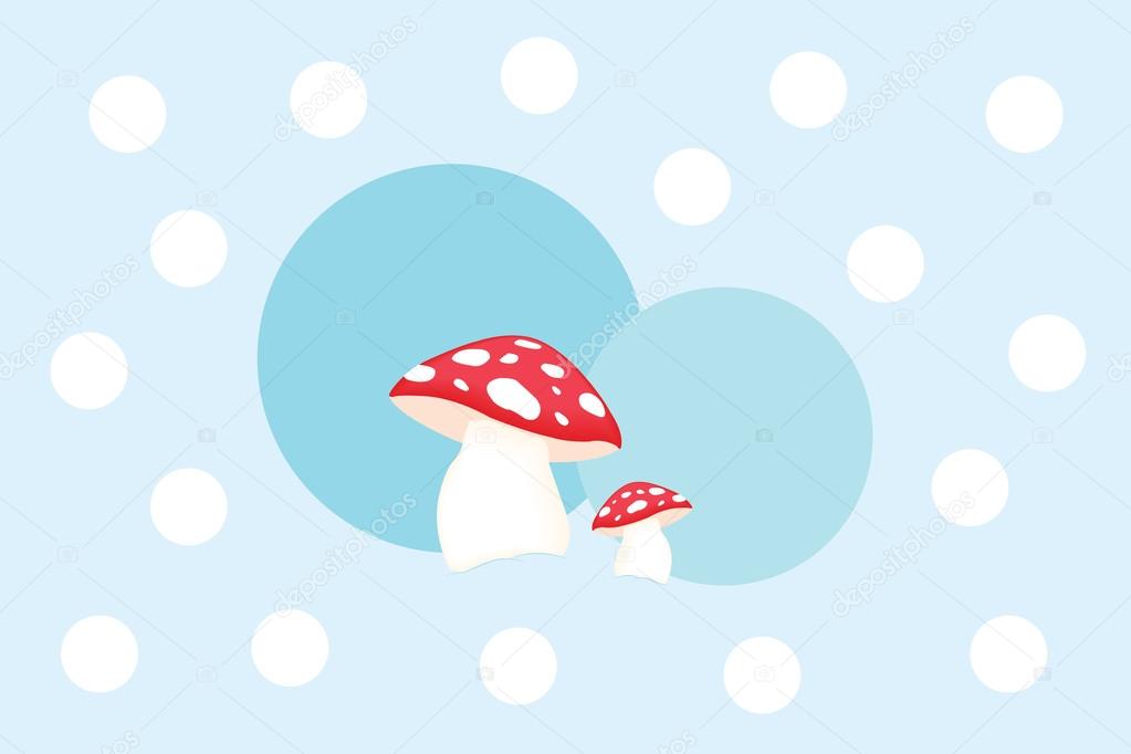 Two mushrooms on polka dot background