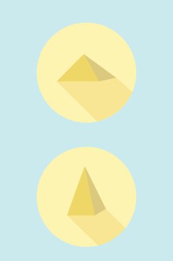 Kutsal kişilerin resmi ile mavi arka plan üzerinde gölge olarak piramitleri