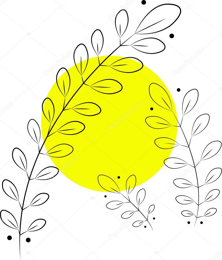 Blank leaves with yellow circle behind