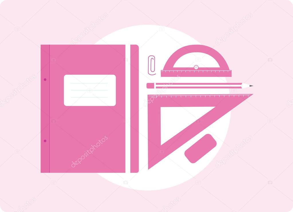 School supplies in pink