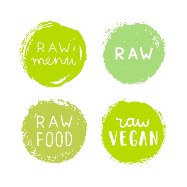 Set of raw vegan badges. — Stock Vector