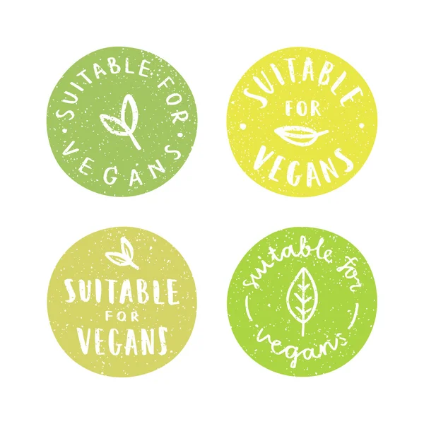 Für Veganer geeignet. Set veganer, handgezeichneter Abzeichen. — Stockvektor