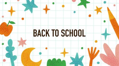 Okul posterine geri dön. Komik eğitim konsepti.