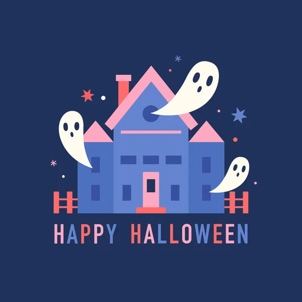 Жуткий дом с привидениями. Хэллоуин. — стоковый вектор