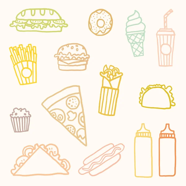 Overzicht astfood cartoon set — Stockvector