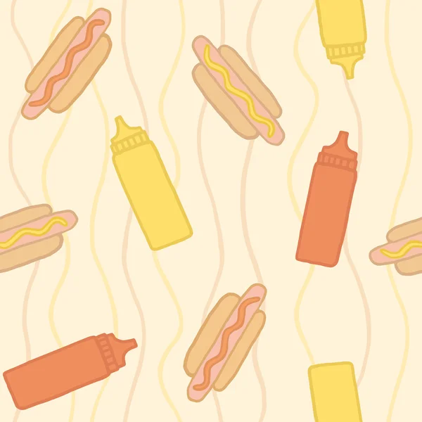 Hot dog modello senza soluzione di continuità — Vettoriale Stock