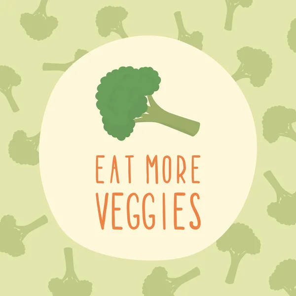 Coma mais cartão de legumes com brócolis . — Vetor de Stock