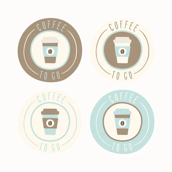 Café para llevar. Set de 4 insignias . — Archivo Imágenes Vectoriales