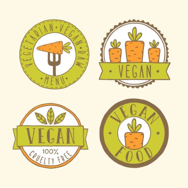Vegan gıda rozetleri.
