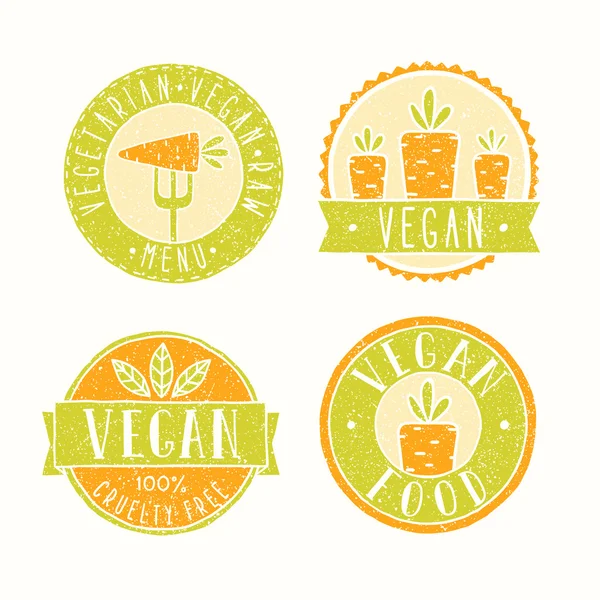 Distintivi alimentari vegani . — Vettoriale Stock