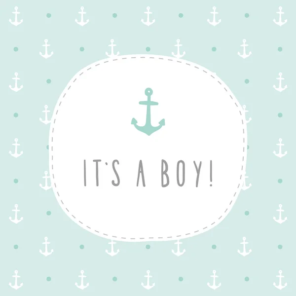 Its a boy. Anchor greeting card template. — Stock Vector