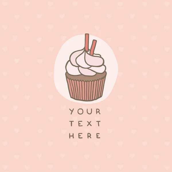 Leuke wenskaart met cupcake. — Stockvector