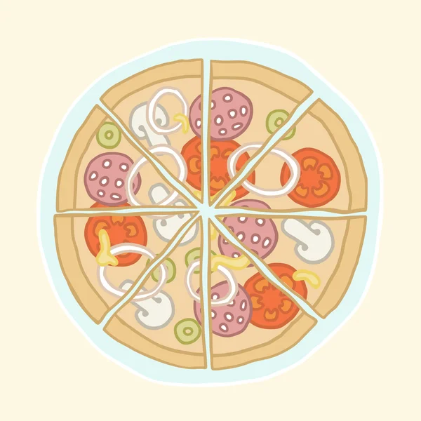 Pizza in plakjes gesneden. — Stockvector