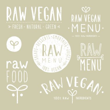 Eski dokulu çiğ vegan rozetleri.