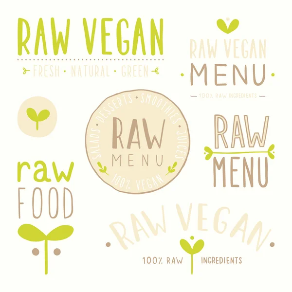 Insignias veganas crudas . — Vector de stock