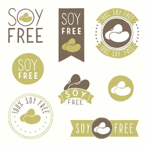 Soy free hand drawn labels. — Stock Vector