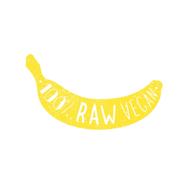 Raw vegan banana label. — Stock Vector