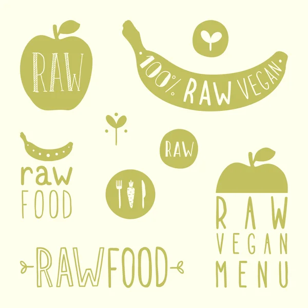 Raw vegan labels. — Stock Vector