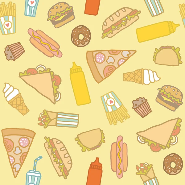 Patrón de comida rápida . — Archivo Imágenes Vectoriales