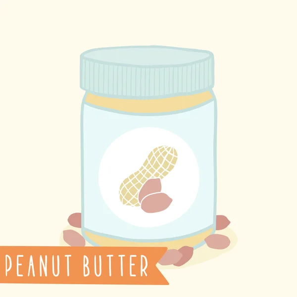 Erdnussbutter im Glas. — Stockvektor