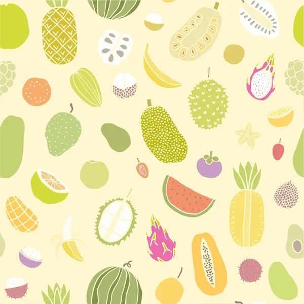 Patrón sin costura de frutas tropicales . — Vector de stock