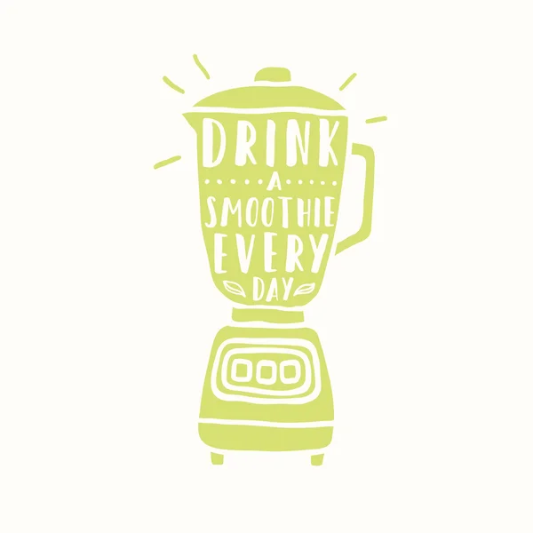 Dricka en smoothie varje dag. Blender siluett — Stock vektor