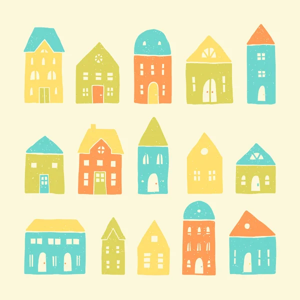 Kleurrijke cartoon huizen. — Stockvector